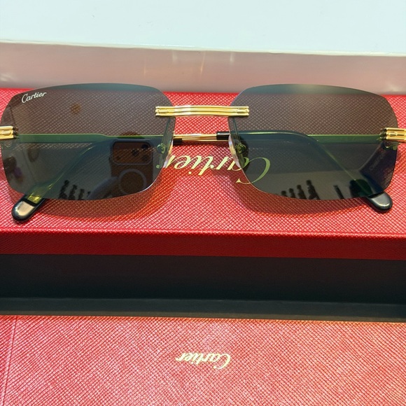 Cartier Gold Frame Sunglasses with Blue Lenses